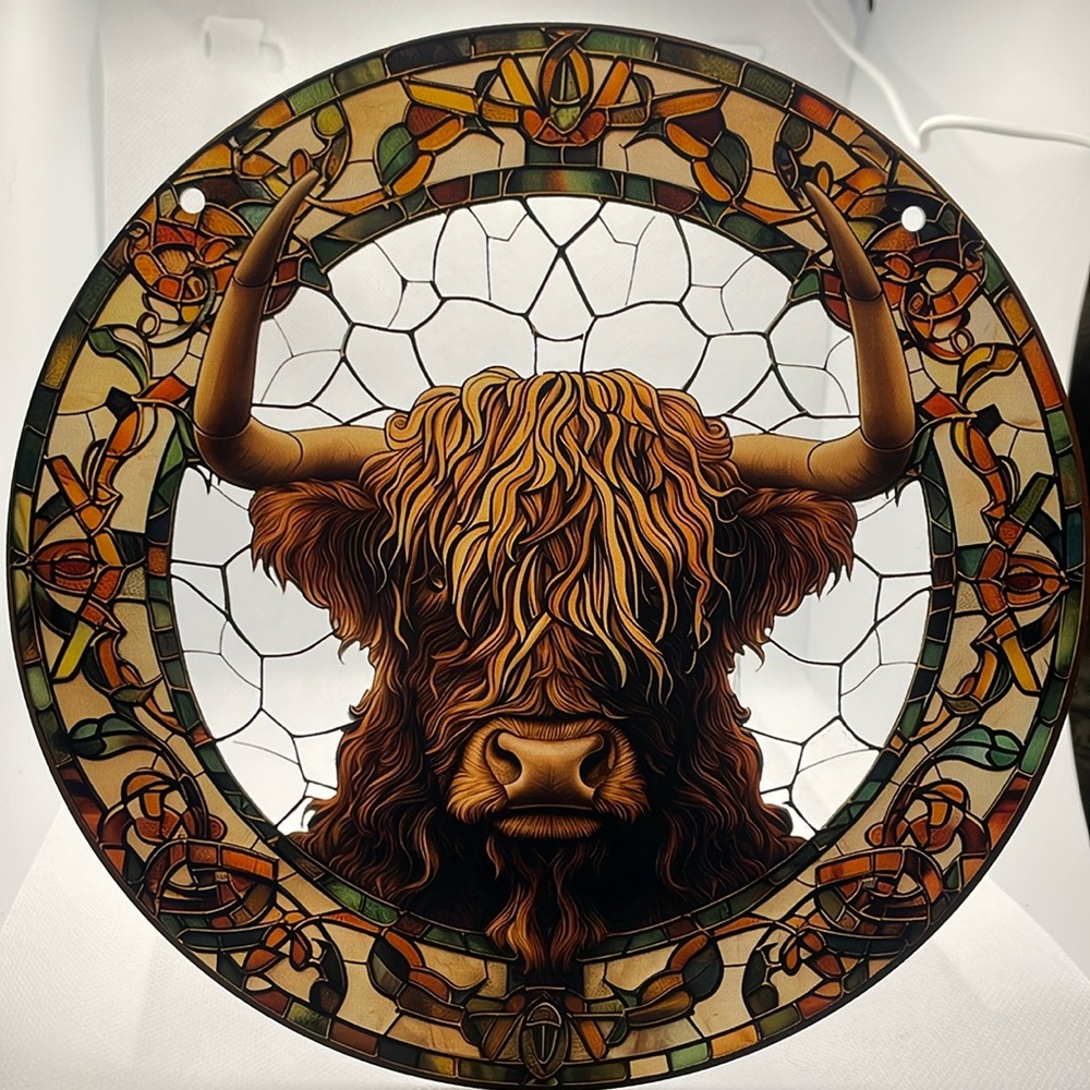 Suncatcher Acrylic Highland Cow Rustic Farmhouse Decoration New